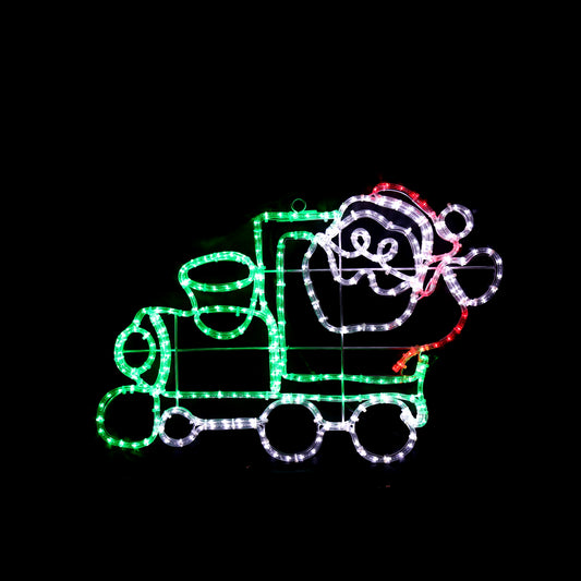 LED -Figur - Santa in seinem Zug - 82x55 cm