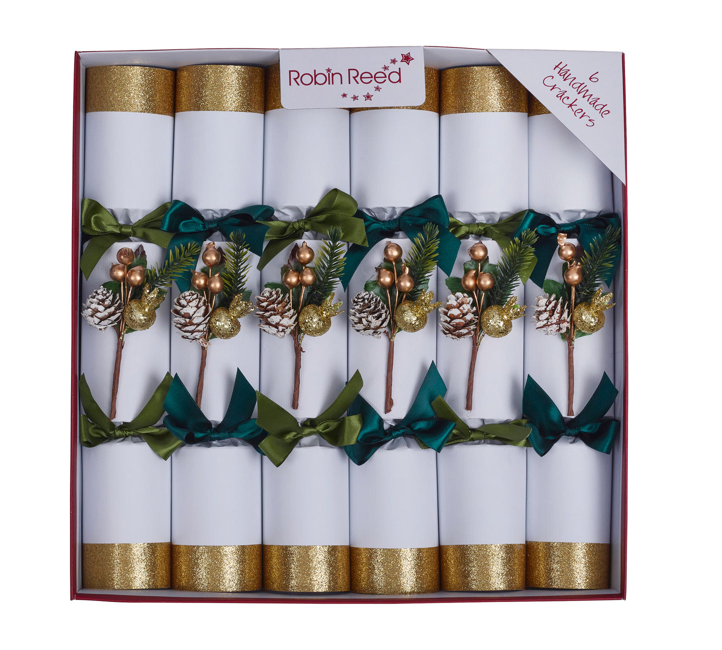Christmas Crackers - white with gold - 6 pcs x 30cm