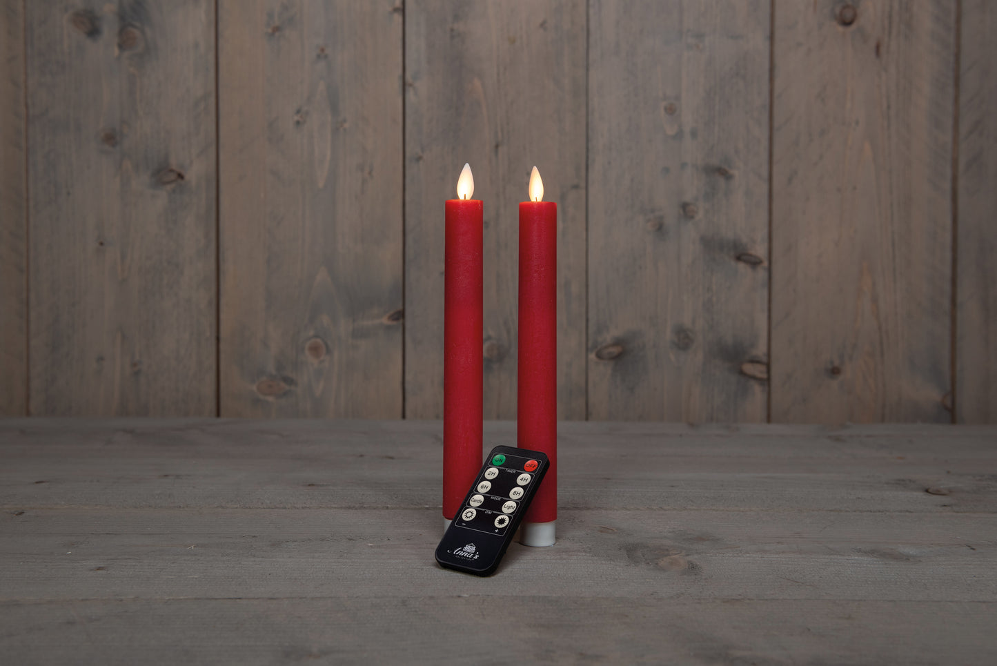2 pcs sans flamme à LED rouge cire rustique - batterie avec télécommande