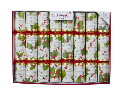8 decorative Crackers with fun musical content for the dinner party.