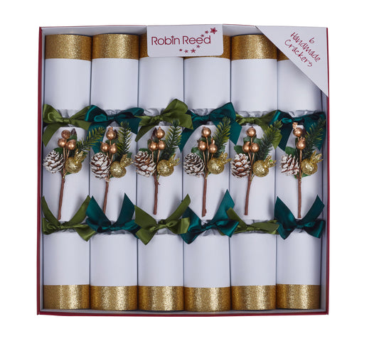 Christmas Crackers - white with gold - 6 pcs x 30cm