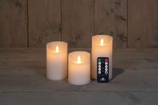 3 bougies en cire LED sans flamme - fonctionnant sur piles avec télécommande