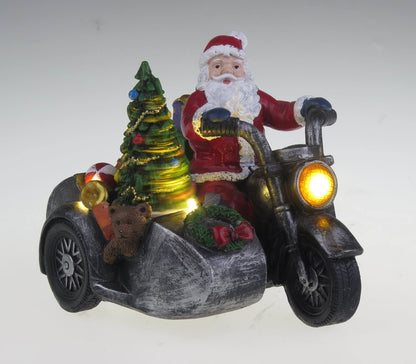 Santa on motorcycle with sidecar - Christmas Village