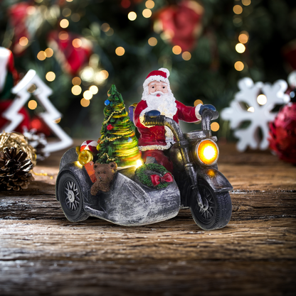 Père Noël en moto avec side-car - Village de Noël