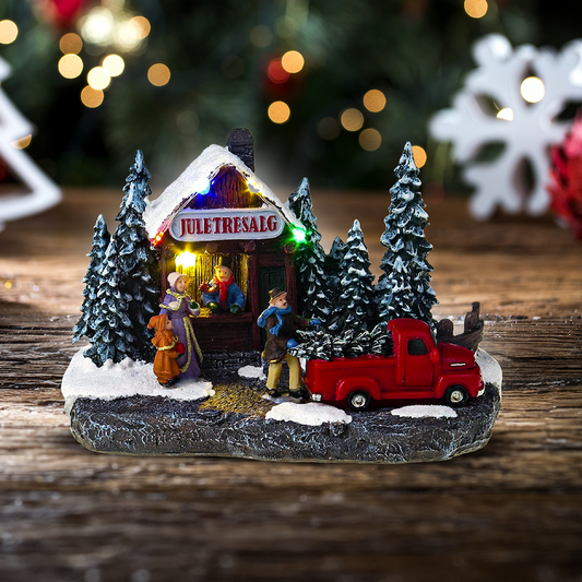 Étal d'arbre de Noël - Scène du village de Noël