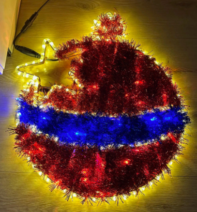 Weihnachtsschmuck-LED-Licht – Rot und Warmweiß – 60 x 55 cm