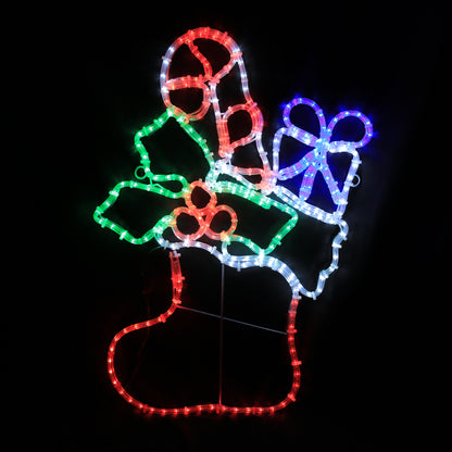 Weihnachtsstrumpf mit LED-Motiv, 57 x 85 cm