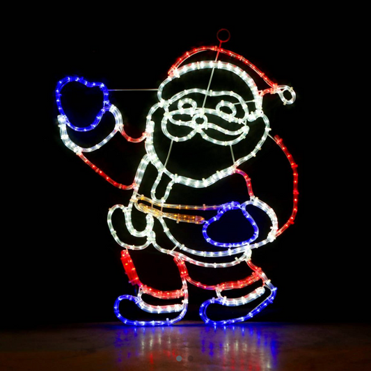 Volledig figuur Kerstman LED-motief - 88,5x78,8cm